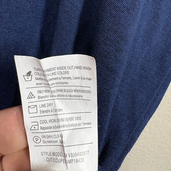 Vince Womens Size XS Boxy Crew Neck Top Blouse Navy Blue Pullover Circle Tee - Picture 7 of 7